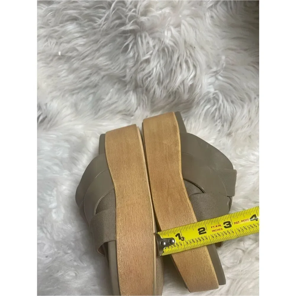 Lucky Brand Taupe Woven Platform Slide Sandals